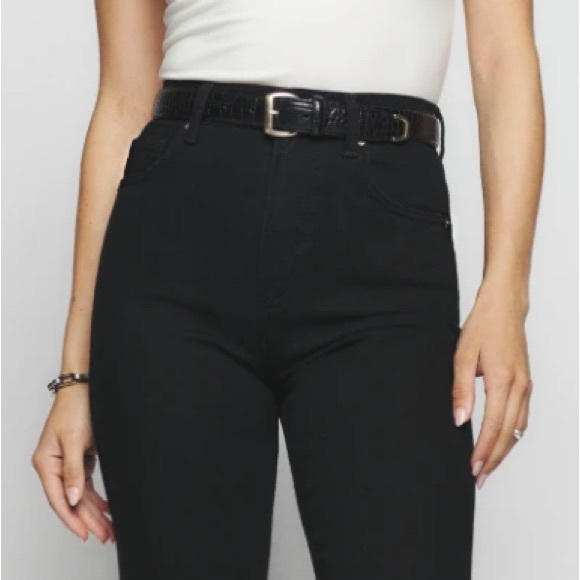 Reformation Liza Ultra High Rise Straight Jeans in Washed Black | Size 26 - Picture 2 of 13